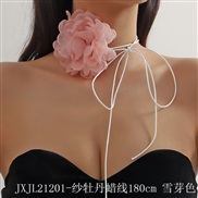 (JXJL212 1 18 cm )retro exaggerating super big white color flowers  belt Collar belt chain