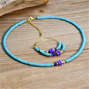 (N2635 Y 1+E1866 Y 1) turquoise handmade beads necklace woman all-Purpose samll beads earrings set