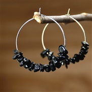 (E1865 Y1  Black )occidental style Irregular gravel crystal earrings woman personality all-Purpose big circle earring s