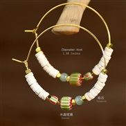 (E1866 Y 4) color turquoise beads circle earrings woman occidental style exaggerating fashion half gem earring gold cir