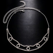 ( Silver)occidental style Rhinestone chain  fashion brief temperament Double layer circle necklace woman necklace