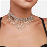 ( Silver) new fashion tassel necklace  occidental style Rhinestone clavicle chain necklace