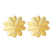 ( Gold)occidental style retro brief gold flowers Alloy earrings flowers ear stud woman