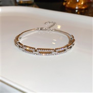 (  Silvergold  electroplated ) gold square zircon bangle fully-jewelled all-Purpose high samll wind