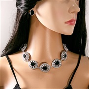 (E5866 3/ black)occidental style exaggerating color diamond set  luxurious temperament Rhinestone necklace drop earring