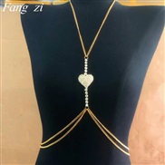 ( Gold)  fashion multilayer Rhinestone chain love chainbody chain