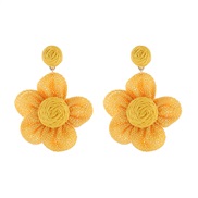 ( yellow) Korean style lovely flowers ear stud handmade weave earrings woman day Earring
