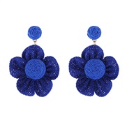( blue) Korean style lovely flowers ear stud handmade weave earrings woman day Earring