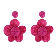 ( red) Korean style lovely flowers ear stud handmade weave earrings woman day Earring