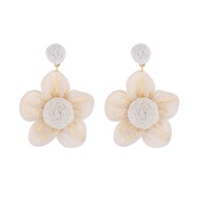 ( white) Korean style lovely flowers ear stud handmade weave earrings woman day Earring