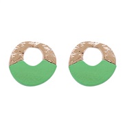 ( green)personality retro splice Irregular Metal earrings Korean style fashion temperament brief gold big ear stud