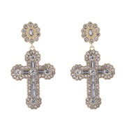 ( white)occidental style retro diamond cross earrings fashion temperament medium gold silver ear stud Earring