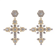 ( white)occidental style colorful diamond ear stud style Bohemia ethnic style Alloy diamond cross earrings woman