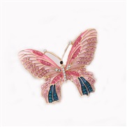 ( Pink)occidental style new brooch fully-jewelled crystal color high temperament butterfly brooch Metal elegant