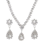 ( 1 silvery  DZ 783)occidental style fashion claw chain bright fully-jewelled zircon drop necklace earring bride marrie