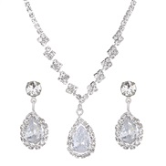 ( 4 silvery  5625)occidental style fashion claw chain bright fully-jewelled zircon drop necklace earring bride married 