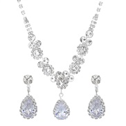 ( 5 silvery  K 1 58)occidental style fashion claw chain bright fully-jewelled zircon drop necklace earring bride marrie