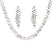 ( 6 silvery  S25 )occidental style fashion claw chain bright fully-jewelled zircon drop necklace earring bride married 