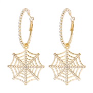 ( Gold)E occidental style spider pendant circle  fashion exaggerating fully-jewelled Street Snap Alloy earrings