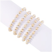 ( White K+gold ) brief temperament Alloy bracelet set  retro color beads multilayer personality woman