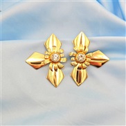 (EH 334)occidental style new surface flowers Metal fashion personality Earring rhombus earrings