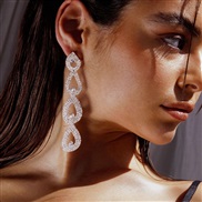 ( Silver)new drop Rhinestone ear stud  fashion Street Snap long style pendant earrings occidental style Earrings