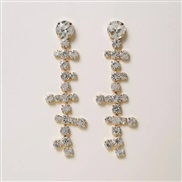(White Diamond )occidental style trend Rhinestone tassel earrings  fashion high geometry blue diamond woman style Earri