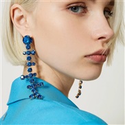 (gold )occidental style trend Rhinestone tassel earrings  fashion high geometry blue diamond woman style Earring earrin