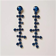 (silvery )occidental style trend Rhinestone tassel earrings  fashion high geometry blue diamond woman style Earring ear