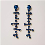 (blue )occidental style trend Rhinestone tassel earrings  fashion high geometry blue diamond woman style Earring earrin
