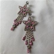 ( Silver)occidental style Five-pointed star tassel earrings  trend all-Purpose diamond Earring  woman Earrings