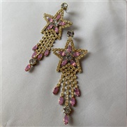 ( Gold)occidental style Five-pointed star tassel earrings  trend all-Purpose diamond Earring  woman Earrings