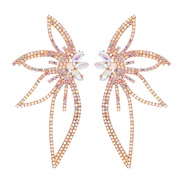 (5722  AB)summer occidental style Earring exaggerating flowers fully-jewelled ear stud diamond personality butterfly ea