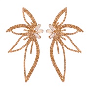 (5722  CE)summer occidental style Earring exaggerating flowers fully-jewelled ear stud diamond personality butterfly ea