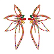 (5722  MT)summer occidental style Earring exaggerating flowers fully-jewelled ear stud diamond personality butterfly ea