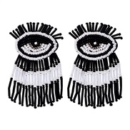 (57222 BKWH)personality ethnic style handmade beads surface crystal beads eyes tassel ear stud fashion temperament earr