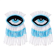 (57222 BUWH)personality ethnic style handmade beads surface crystal beads eyes tassel ear stud fashion temperament earr