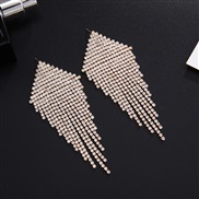 ( Gold)  claw chain Rhinestone Earring fully-jewelled exaggerating tassel earrings occidental style long style stage ea