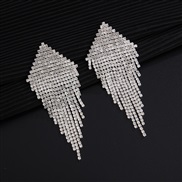 ( Silver)  claw chain Rhinestone Earring fully-jewelled exaggerating tassel earrings occidental style long style stage 
