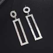 ( Silver)new  Rhinestone earrings ear stud fully-jewelled brief square Earring stage watch-face EarringE