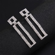 ( Silver)style  Rhinestone claw chain Earring lady flash diamond square luxurious earringsE