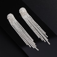 ( Silver)  brilliant Rhinestone tassel Earring Korean style long style diamond woman claw chain EarringE