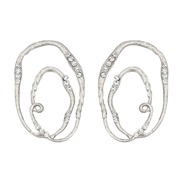 ( Silver)summer occidental style fashion brief Irregular Oval diamond Alloy earrings windearrings Earring