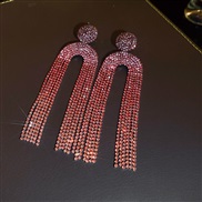 ( Silver needle  red)silver diamond Oval drop hollow earrings occidental style exaggerating earring samll new Earring w