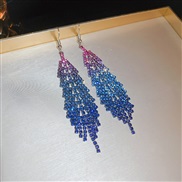 (  blue)diamond rhombus feather occidental style exaggerating color high earrings Earring
