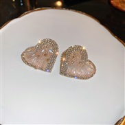( Silver needle  Pink)silver diamond love zircon crystal ear stud high temperament earrings earring samll fully-jewelle