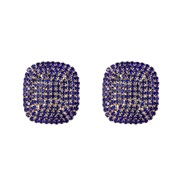 ( blue)super claw chain fully-jewelled square earrings woman occidental style exaggerating geometry ear stud brideearri