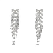 ( Silver)super claw chain tassel earrings occidental style exaggerating Alloy fully-jewelled long style brideearrings