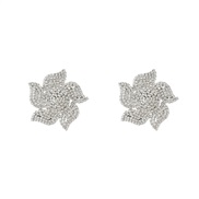 ( Silver)super claw chain flowers earrings occidental style exaggerating Alloy fully-jewelled flowers ear stud brideear