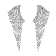 ( Silver)bronze embed claw chain tassel earrings woman occidental style exaggerating Alloy fully-jewelled wings brideea